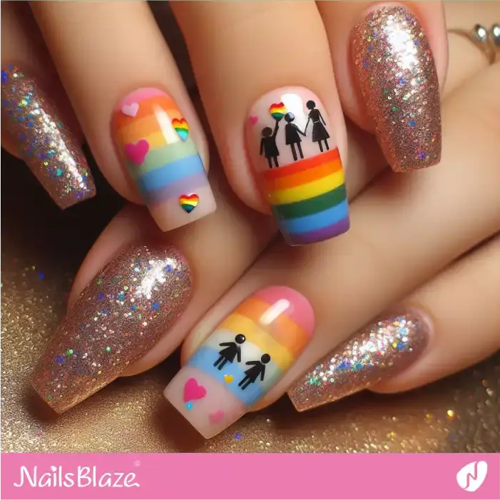 Rainbow Nails Glitter Design | Pride | LGBTQIA2S+ Nails - NB2074